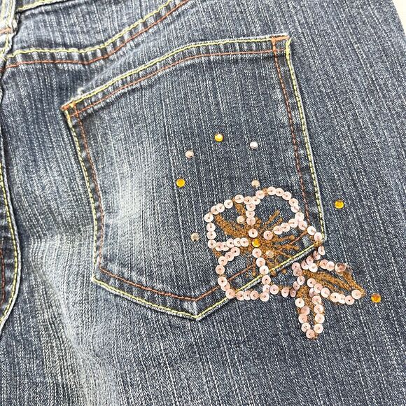 Y2K American Rag CIE Jeans Womens 9 Boot Cut Sequin Low Rise Western Retro Bling - Picture 6 of 11
